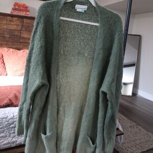 Anthropologie Green Open-Front Cardigan